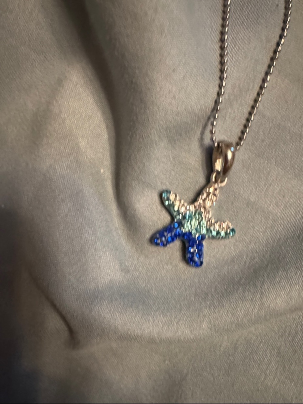 Starfish Pendant Necklace in Blue and Aqua - Women Jewelry